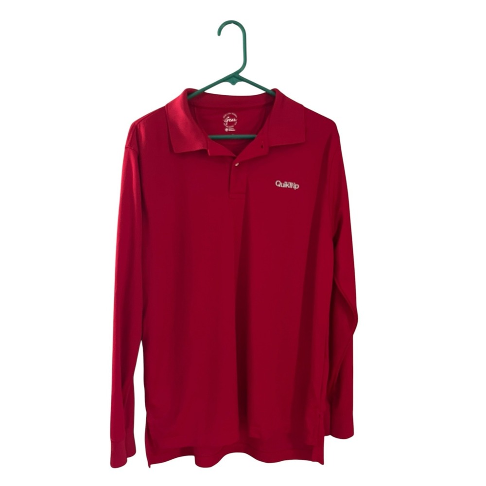 QuikTrip Men's Employee Long Sleeve Polo Shirt Gear for Sports M QT Logo Red